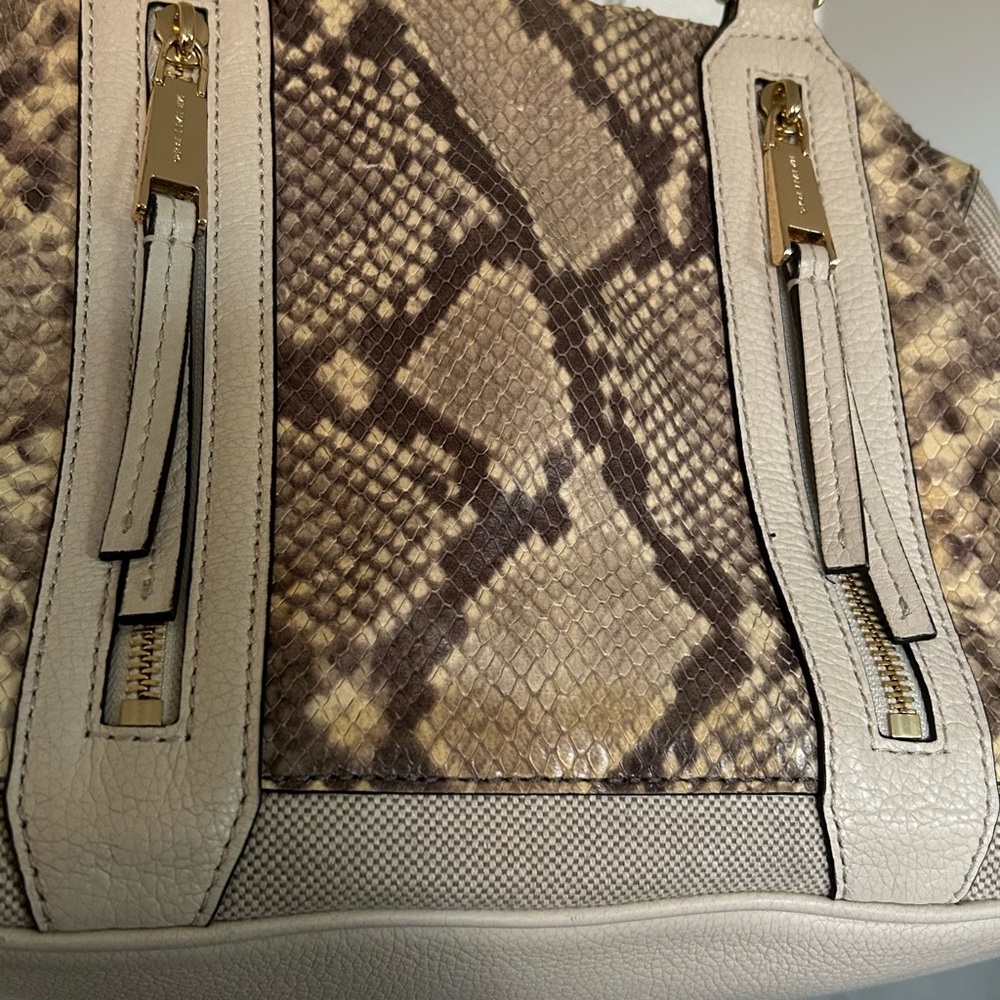Michael Kors Snakeskin-Print Beige Leather Shoulder Bag With Gold-Tone Accents & - Picture 7 of 16